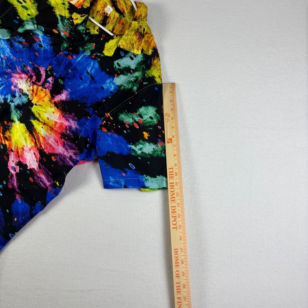 Feifeiyu Mens XXL Tie Dye Button Down Shirt Short Sleeve Psychedelic Multi Color - Picture 7 of 12
